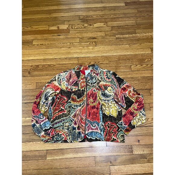 Coldwater Creek Jacket Women's Size Large Wearable Art Colorful Full Zip - Picture 1 of 3